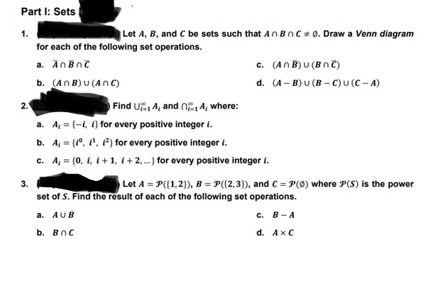 Solved 1. Let A,B, And C Be Sets Such That A∩B∩C =∅. Draw A | Chegg.com