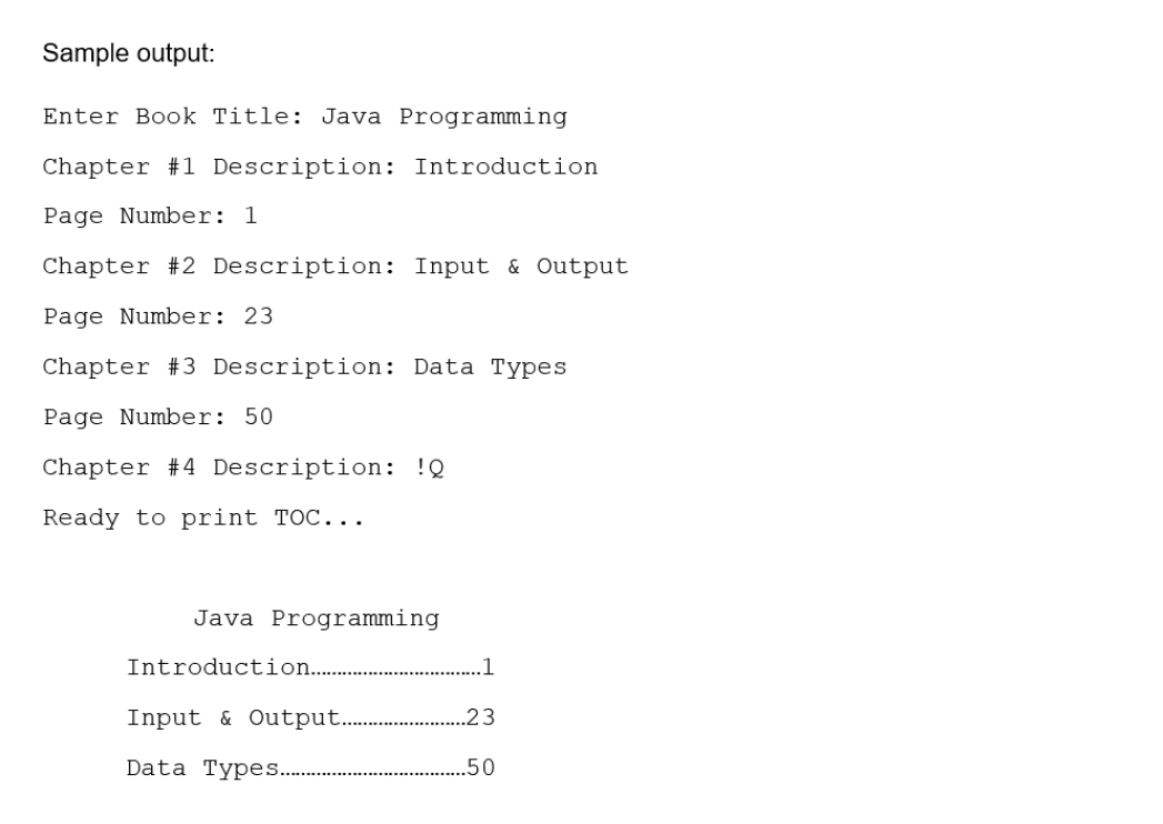 Solved Sample output: Enter Book Title: Java Programming | Chegg.com