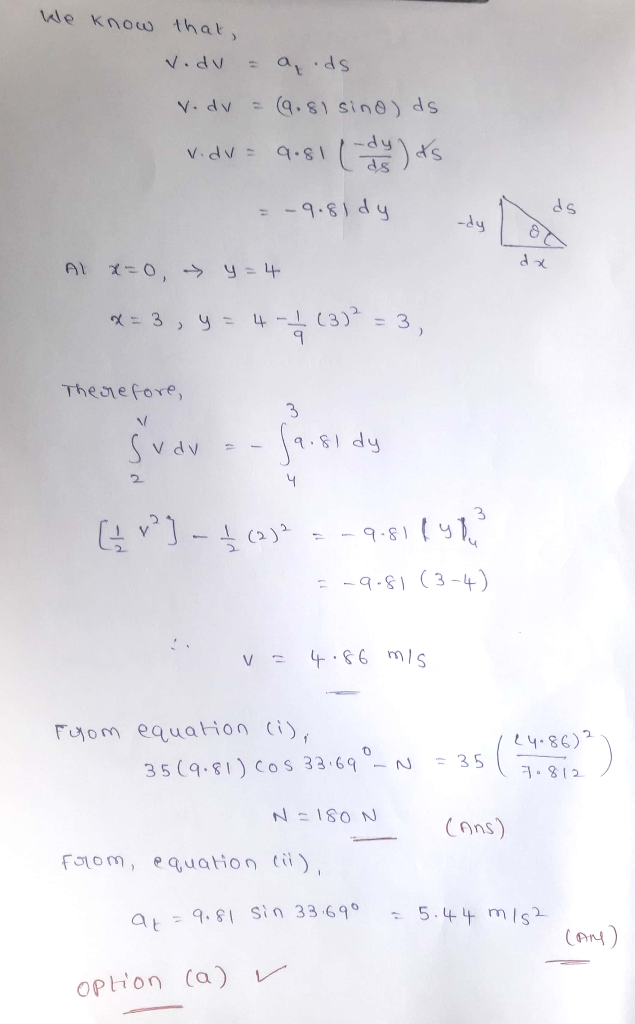 We knouw that, AP.A Sp. (Q.81 Sino) ds =AP.A 13.b ds pI8.6- 0 AI y-4 =3 y 4-1 (3) = 3 Theorefore, Svay V -9811 = _9-81 (3 -4)