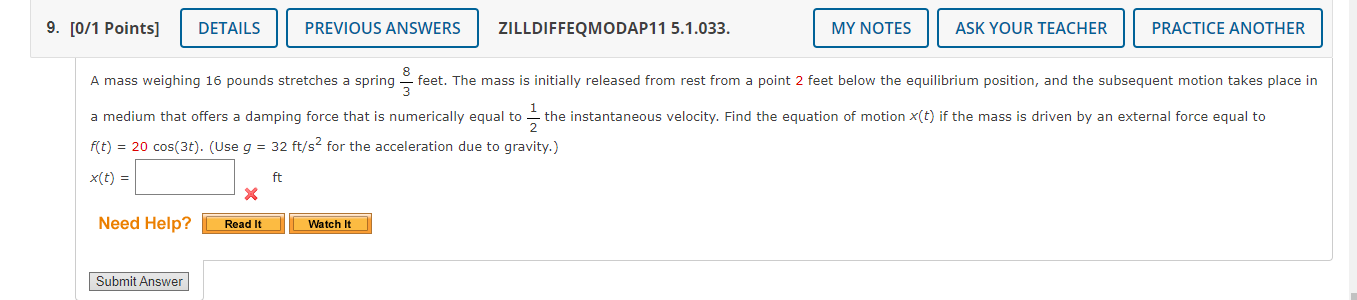 Solved 9. [0/1 Points] DETAILS Need Help? PREVIOUS ANSWERS | Chegg.com