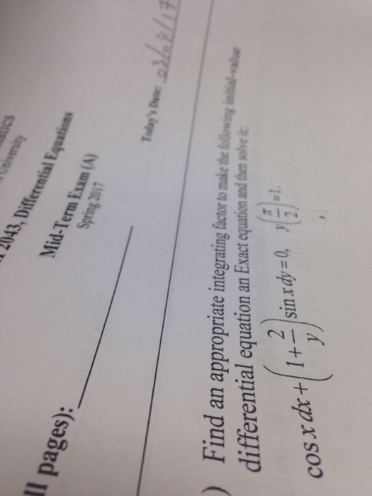 Solved Find An Appropriate Integrating Factor To Make The | Chegg.com