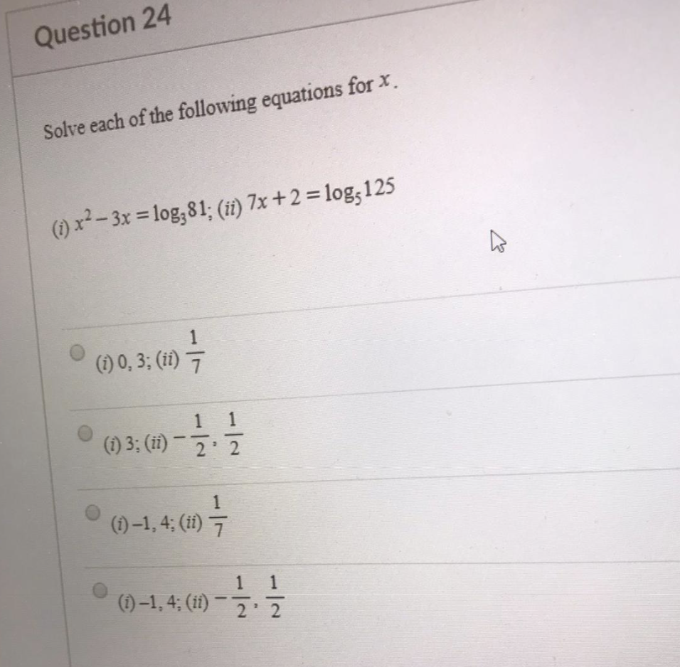 Solved Question 24 Solve each of the following equations for | Chegg.com