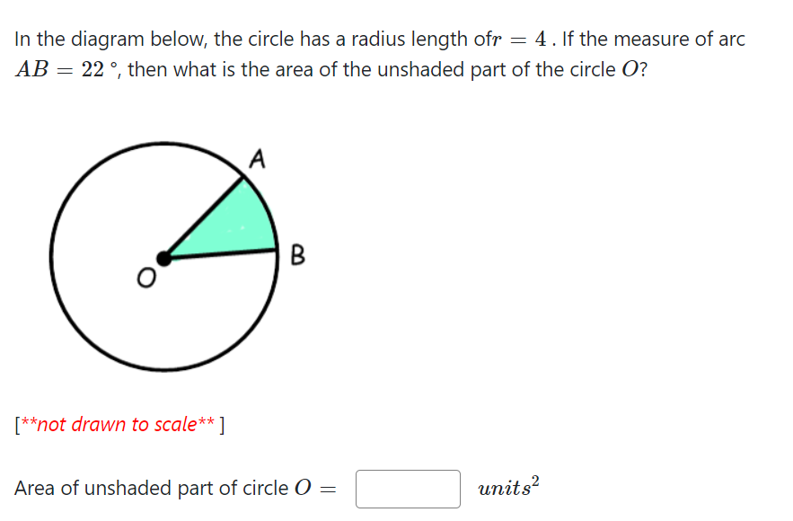 Solved In the diagram below, the circle has a radius length | Chegg.com