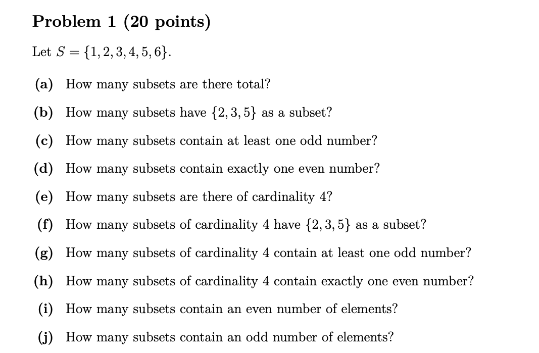 Solved Problem 1 20 Points Let S 1 2 3 4 5 6 a How Chegg