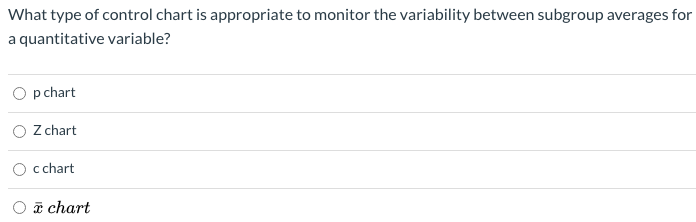 Solved What type of control chart is appropriate to monitor | Chegg.com