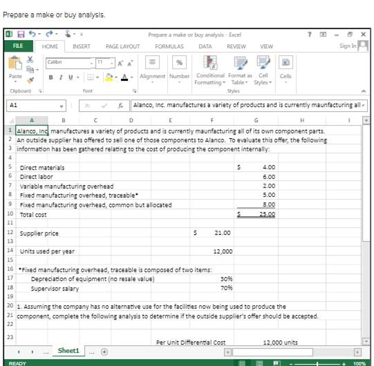 Solved Prepare a make or buy analysis - Prepare a make or | Chegg.com