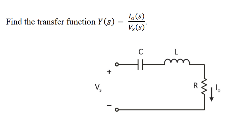 Find the transfer function Y(s) = = V₂ lo(s) Vs(s)* C L R 6