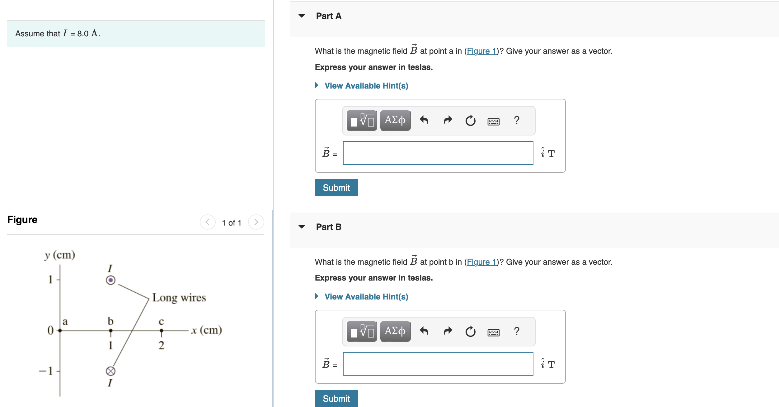 Solved Assume That I=8.0 A. What Is The Magnetic Field B At | Chegg.com