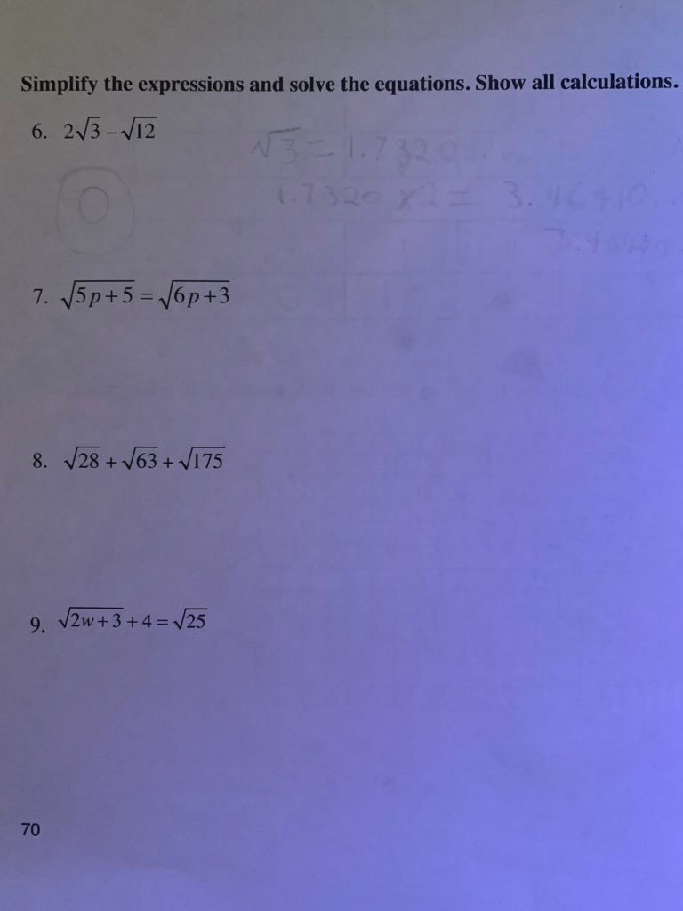 Solved Simplify the expressions and solve the equations. | Chegg.com