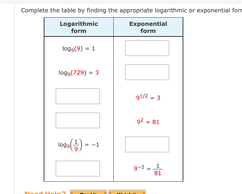 Solved Comple : or exponential for | Chegg.com
