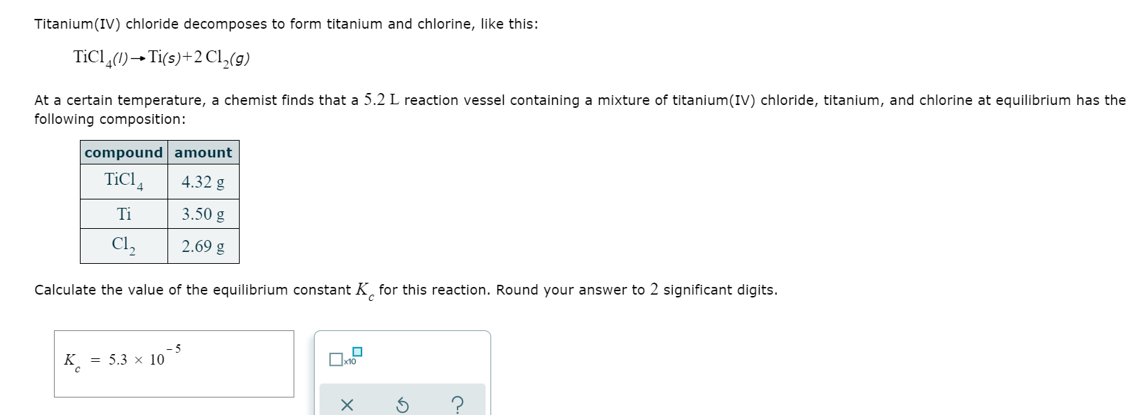 Solved Titanium(IV) chloride to form titanium and