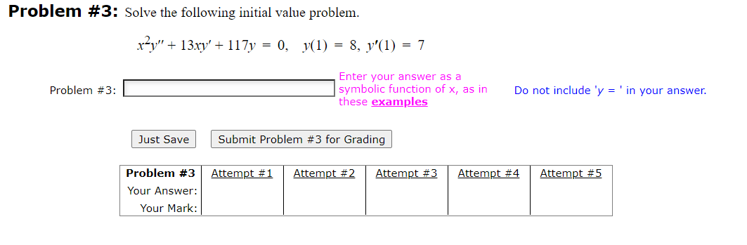 Solved Problem #3: Solve the following initial value | Chegg.com
