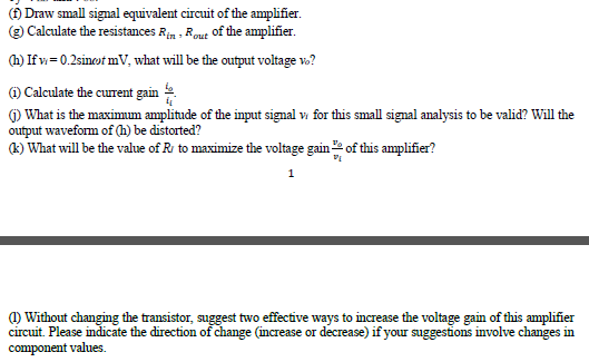Solved Question: For the BJT amplifier circuit given in | Chegg.com