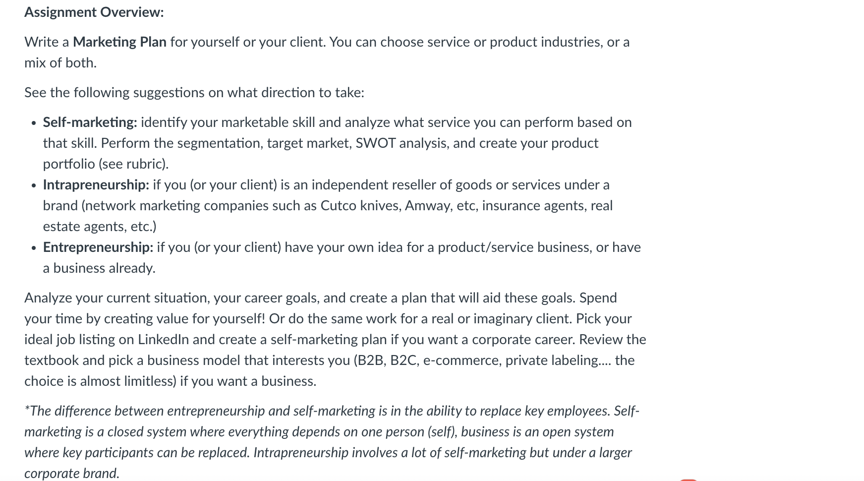 Solved Assignment Overview: Write a Marketing Plan for | Chegg.com