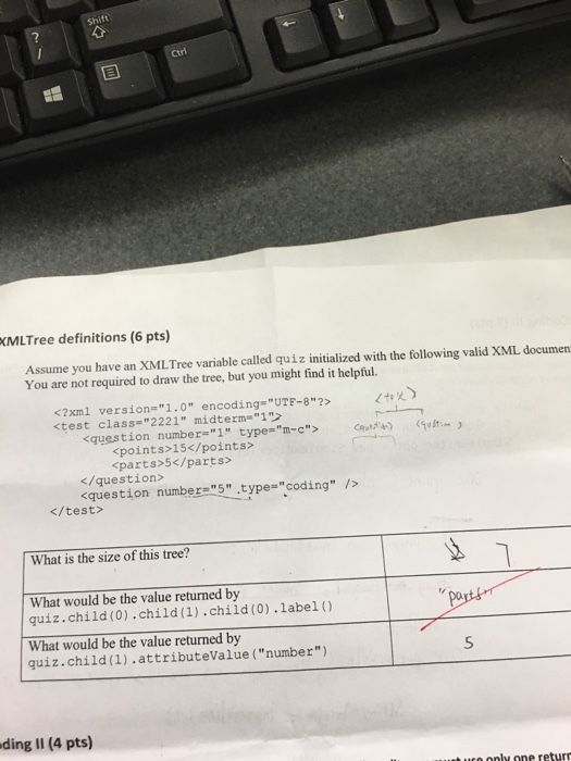 Solved Assume you have an XML Tree variable called quiz | Chegg.com