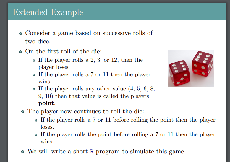 Extended Example . . Consider a game based on | Chegg.com