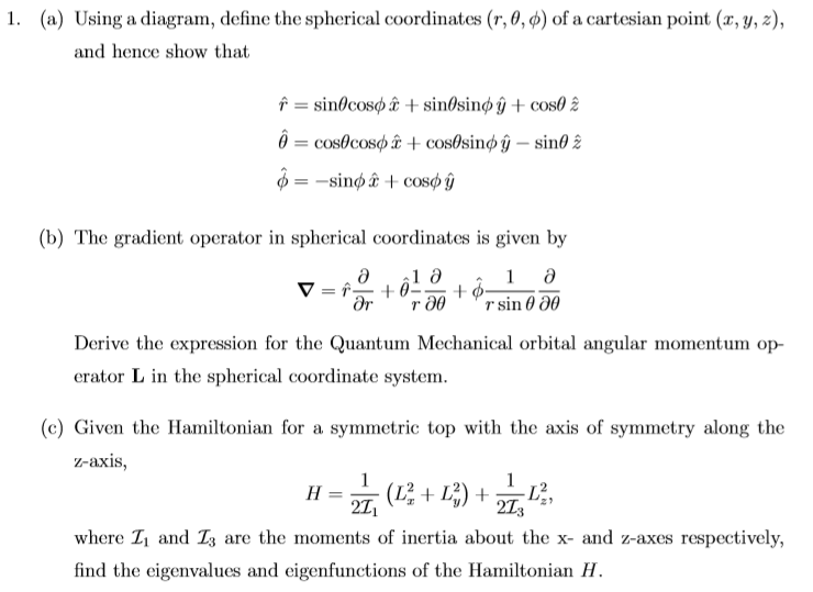 Solved 1 A Using A Diagram Define The Spherical Coord Chegg Com