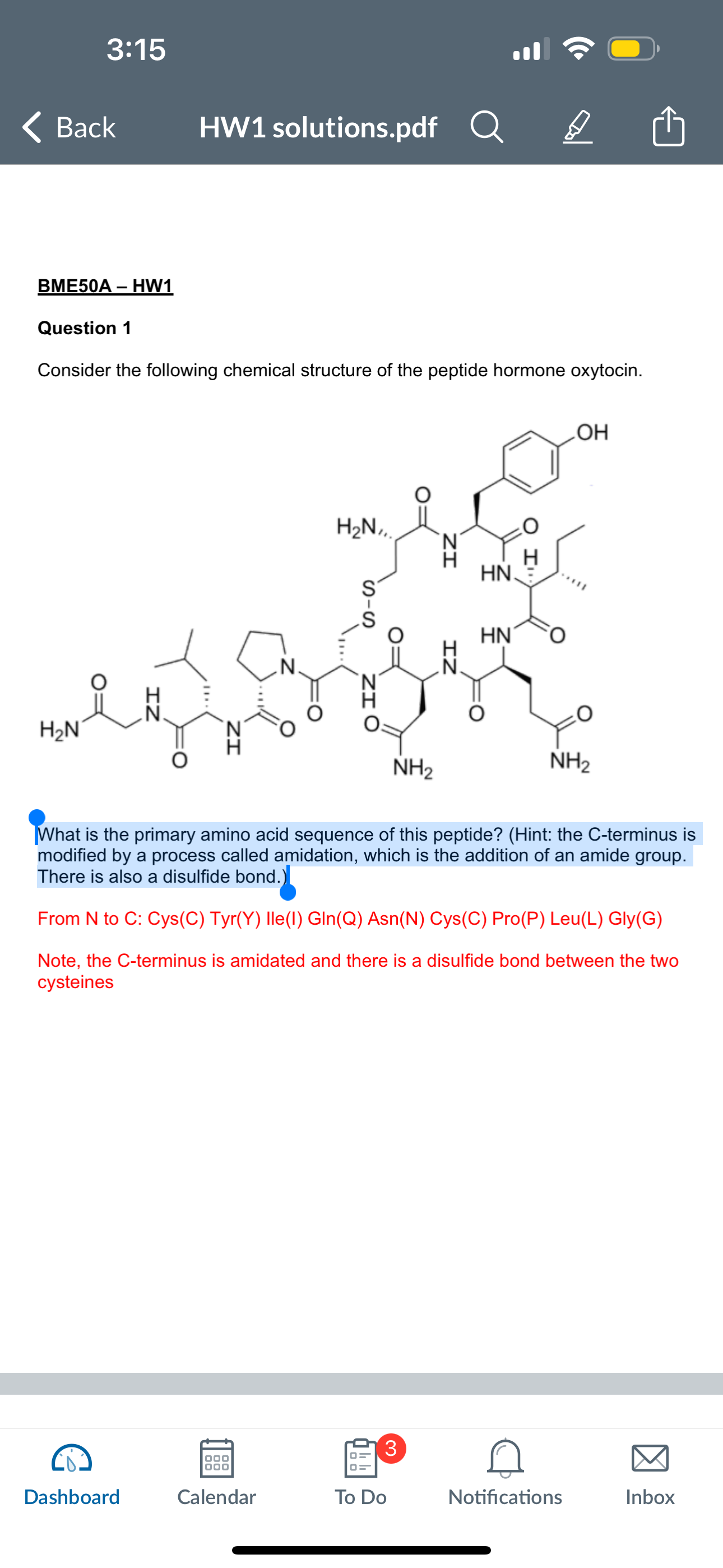 Solved What is the primary amino acid sequence of this | Chegg.com