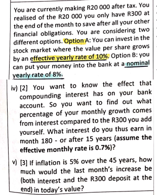 You are currently making R20 000 after tax. You | Chegg.com