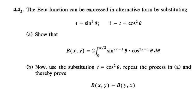 Solved 4.42. The Beta function can be expressed in | Chegg.com
