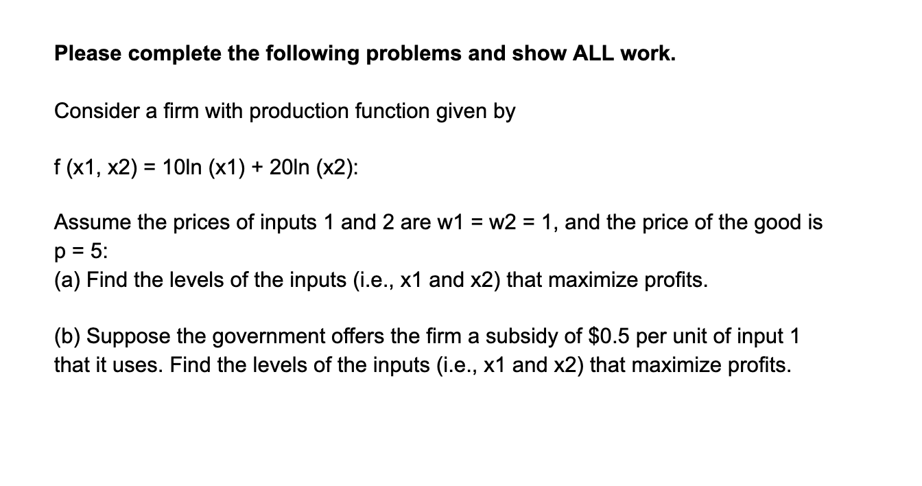 Solved Please complete the following problems and show ALL | Chegg.com