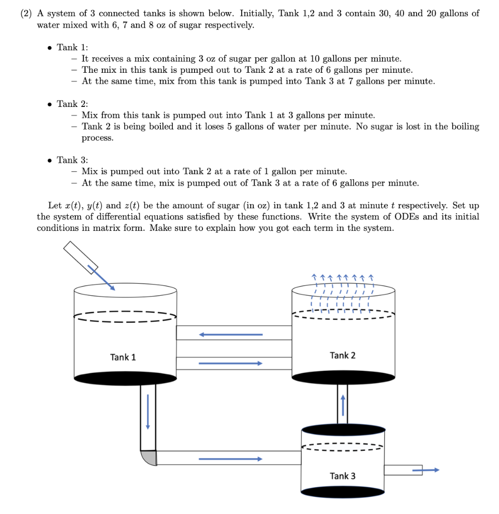 (2) A system of 3 connected tanks is shown below. | Chegg.com