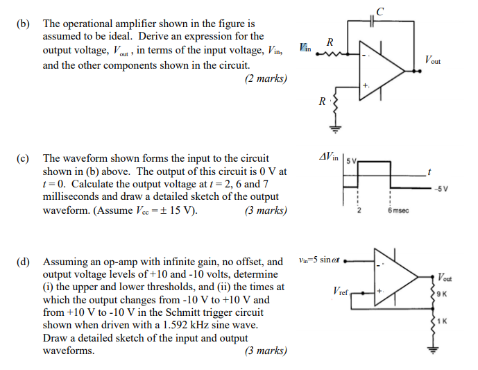 Solved R (b) The Operational Amplifier Shown In The Figure | Chegg.com