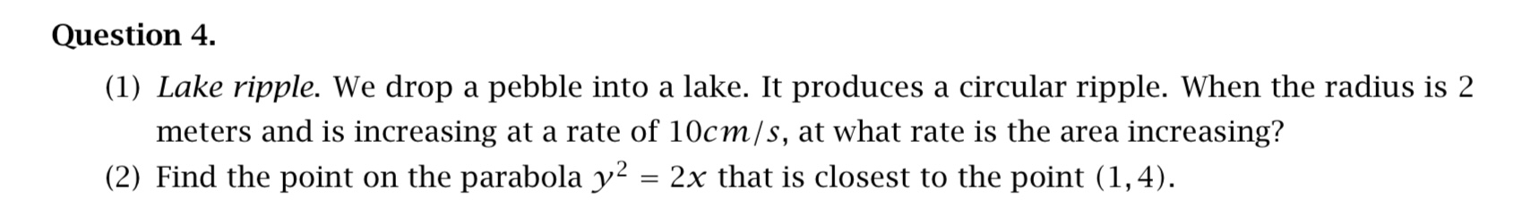 Solved Question 4.(1) ﻿lake Ripple. We Drop A Pebble Into A 