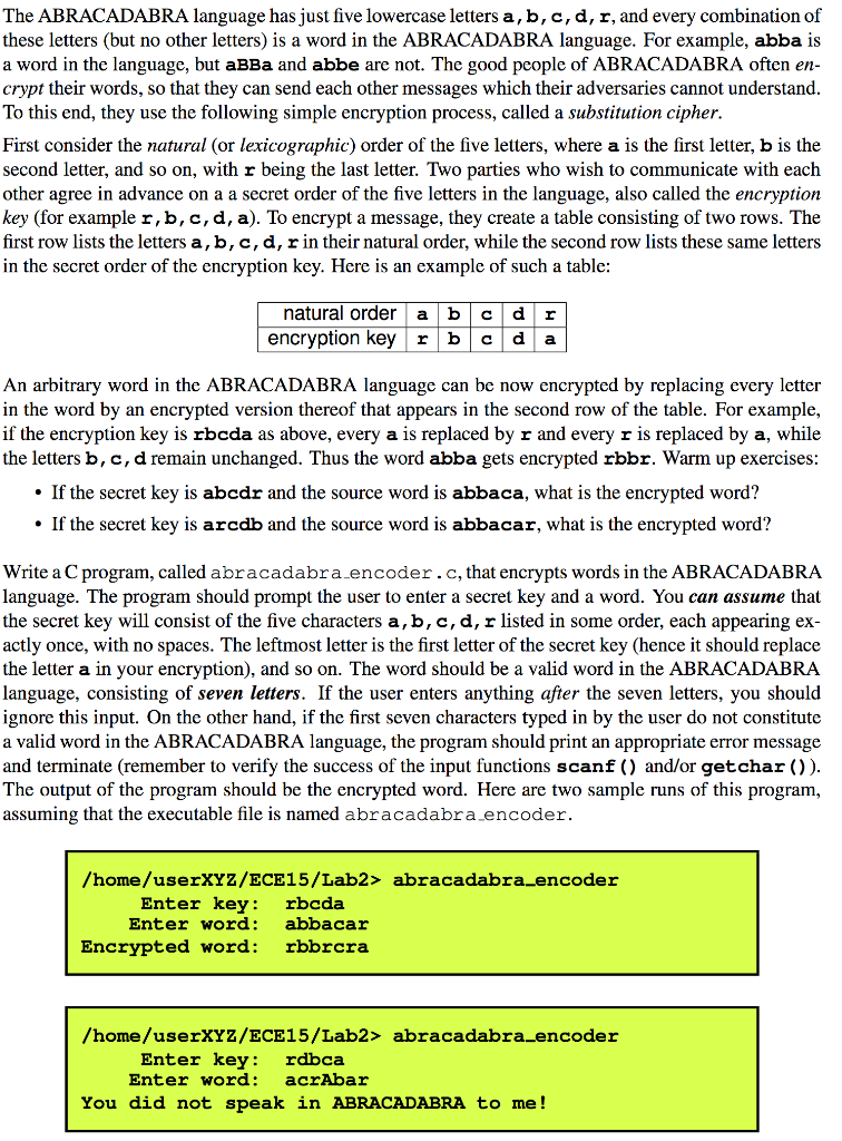 Solved The ABRACADABRA language has just five lowercase | Chegg.com