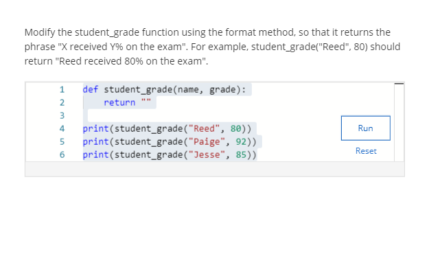 Solved Modify the student_grade function using the format | Chegg.com