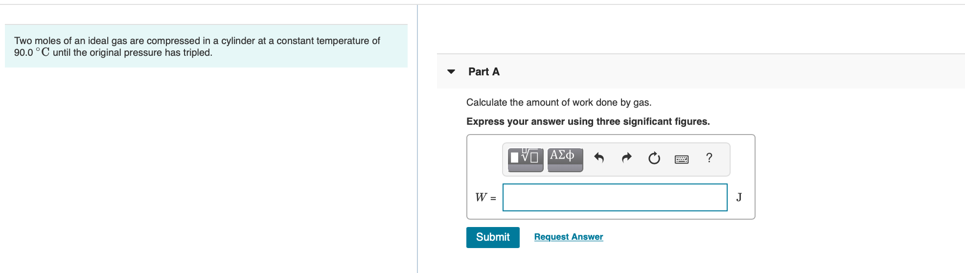 Solved Two moles of an ideal gas are compressed in a | Chegg.com