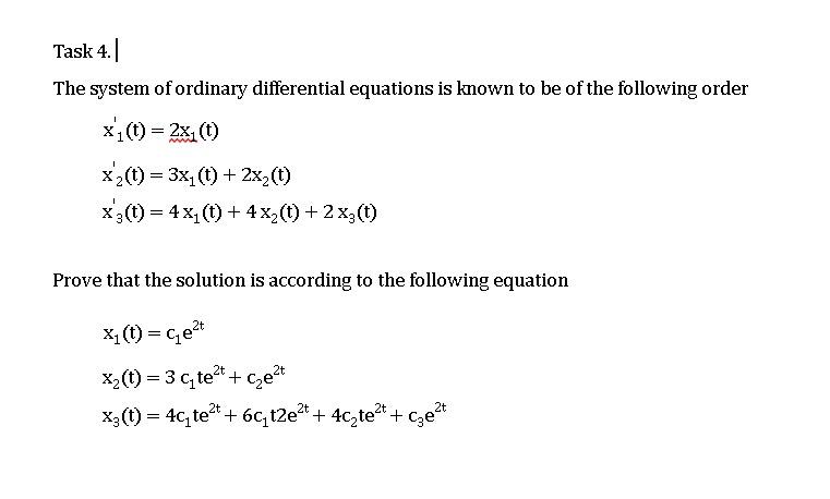 Solved Task 4 The System Of Ordinary Differential Equations