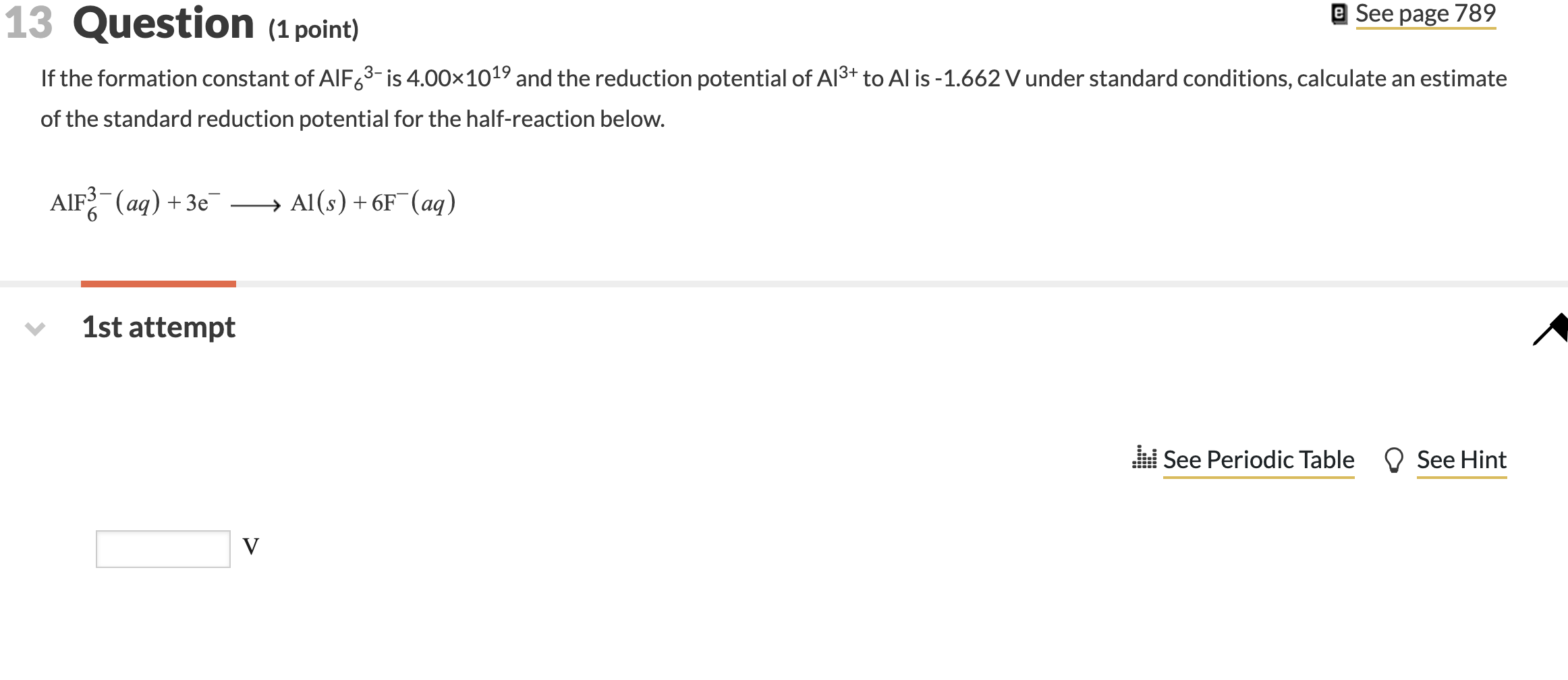 Solved 13 Question (1 point) @ See page 789 If the formation | Chegg.com