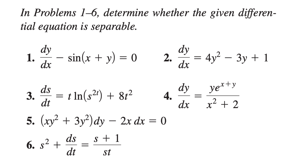 Solved In Problems 1–6, determine whether the given | Chegg.com