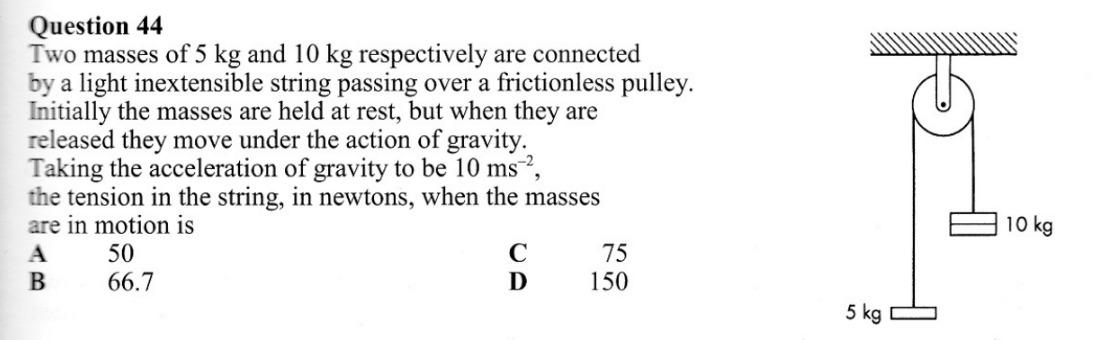 Solved Question 44 Two Masses Of 5 Kg And 10 Kg Respectively | Chegg.com