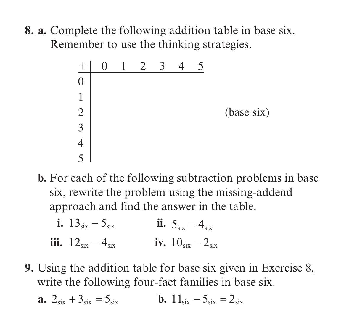 Solved 8. a. Complete the following addition table in base | Chegg.com