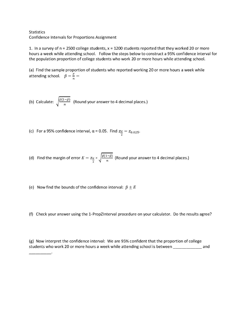 Solved: Statistics Confidence Intervals For Proportions As... | Chegg.com