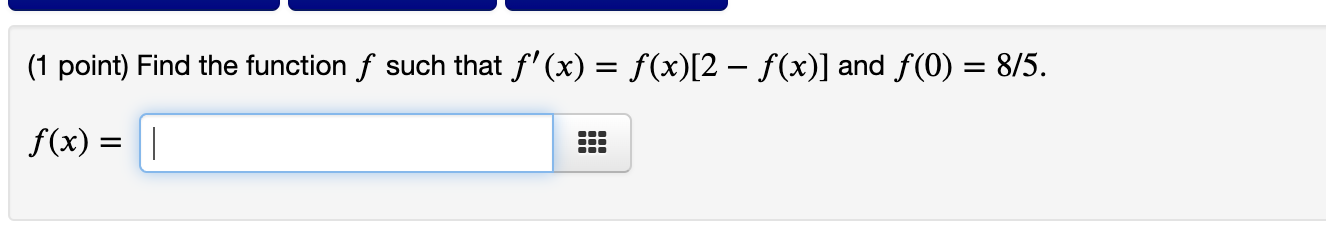 Solved (1 point) Find the function f such that f'(x) = | Chegg.com