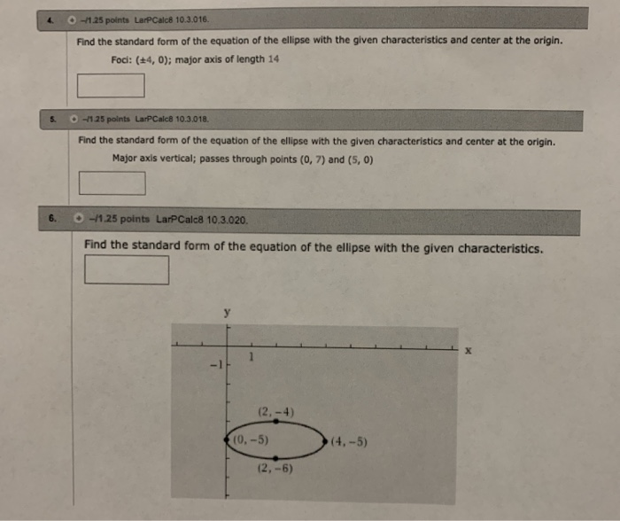Solved O 1 25 Points LarPCalc8 10 3 016 Find The Standard Chegg