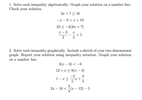 algebra 1 assignment draw a graph for each inequality answers