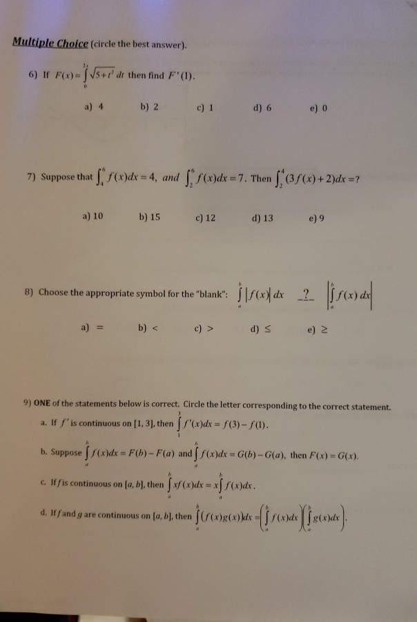 Multiple Choice Circle The Best Answer O I Chegg Com