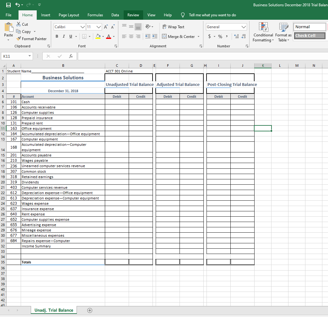 Solved Using the data provided Create a Unadjusted | Chegg.com