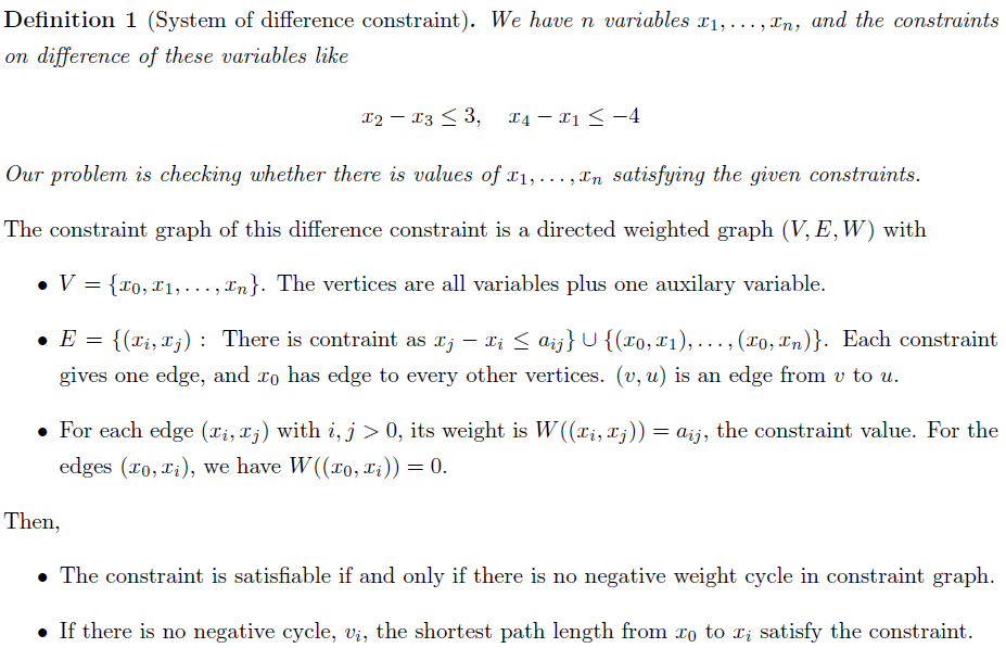 Solved Definition 1 (System of difference constraint). We | Chegg.com
