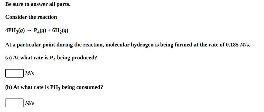 Solved Be sure to answer all parts. Consider the reaction | Chegg.com