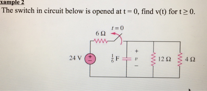 Solved The switch in circuit below is opened at t = 0, find | Chegg.com
