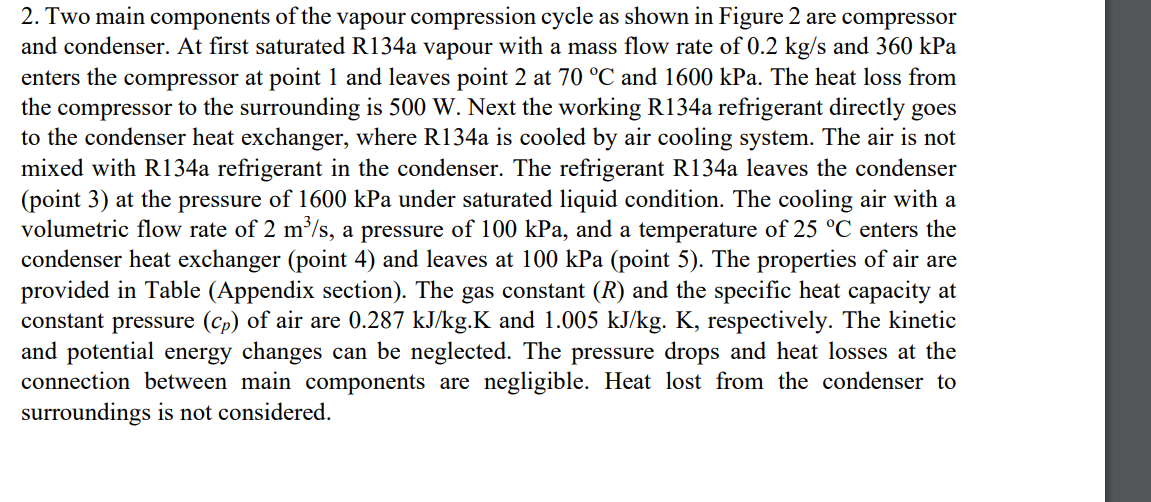 Solved 2. Two main components of the vapour compression | Chegg.com