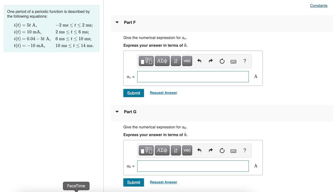 Solved Constants Constants Part F One period a periodic | Chegg.com
