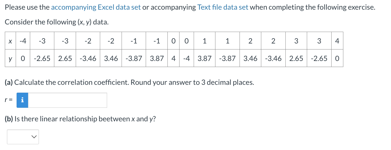 Solved Please use the accompanying Excel data set or | Chegg.com