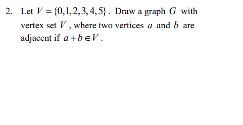 Solved 2. Let V = {0,1,2,3,4,5). Draw a graph G with vertex | Chegg.com