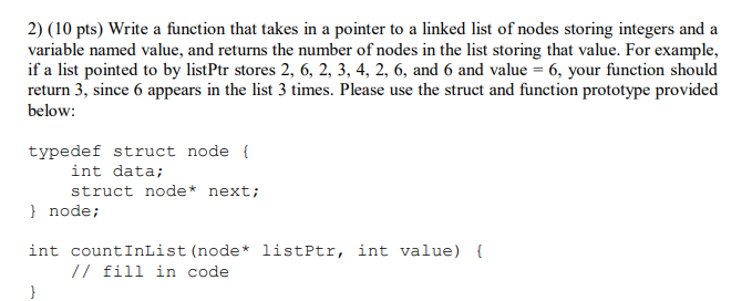 Solved 2) (10 pts) Write a function that takes in a pointer | Chegg.com